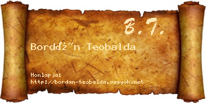 Bordán Teobalda névjegykártya